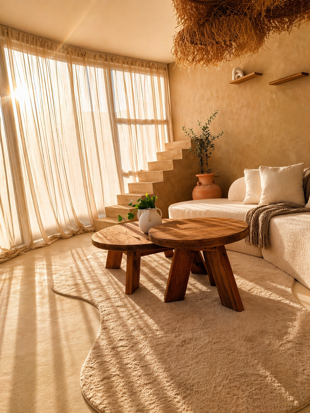 Lifestyle content studio in Melbourne’s eastern suburbs featuring a neutral lounge setting and natural sunlight